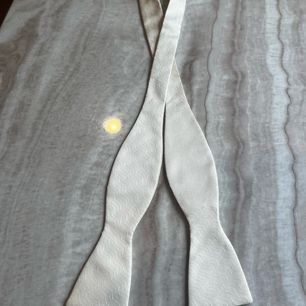 Elegant Cream Silk Vintage Bow Tie